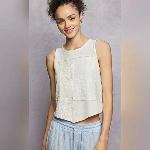 #1132 POL Ghost Flower Patchwork Top - Picture 9 of 14